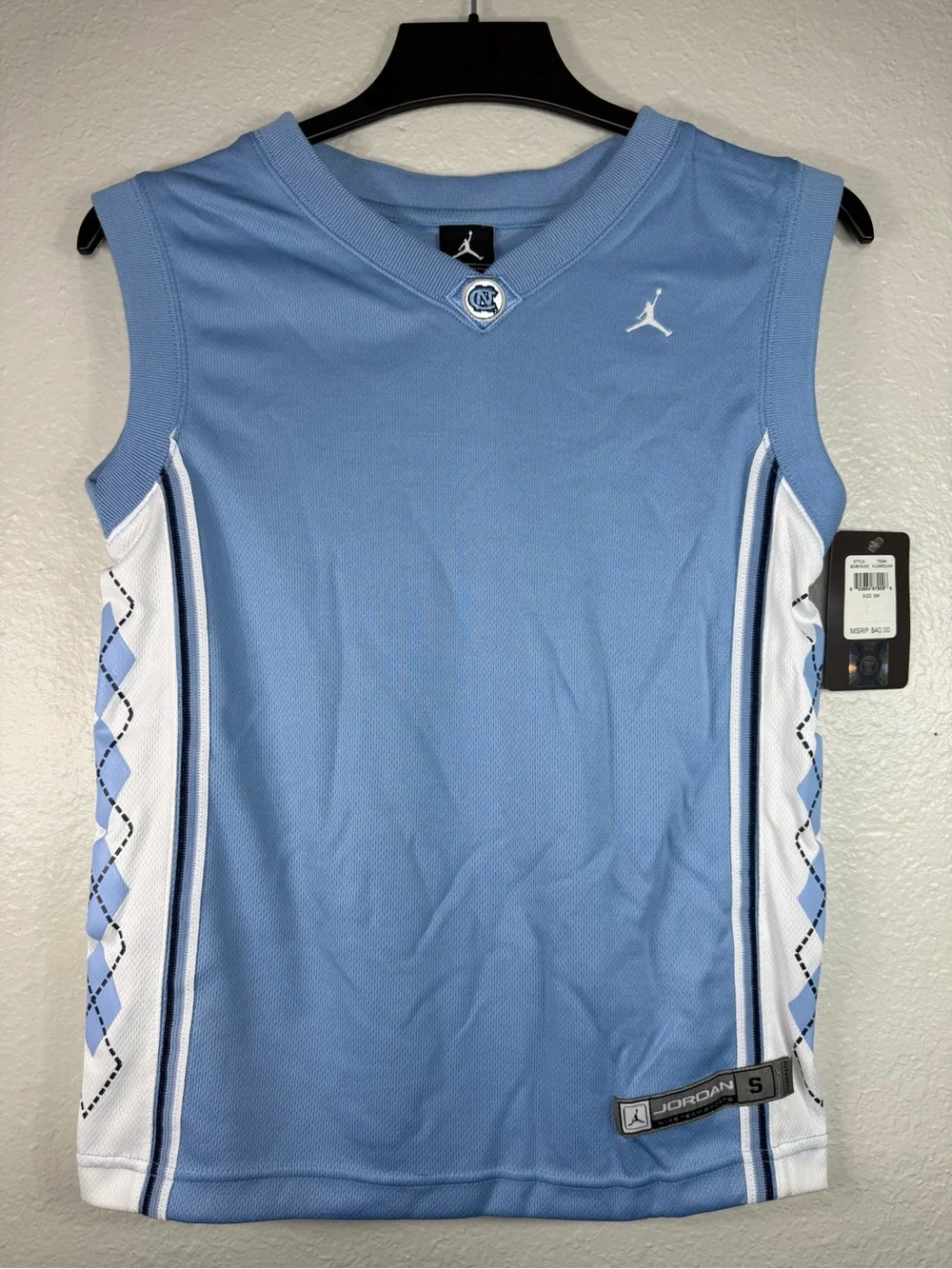 North Carolina tar heels basketball jersey Size Small Jordan Light Blue Vneck